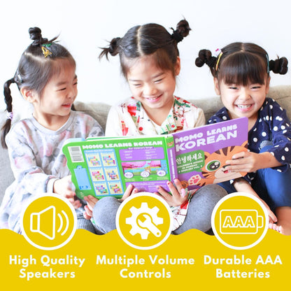 New! Learn Korean for Kids, Momo Learns Korean Vol. 2, Bilingual Korean Baby Book for Kids, Babies