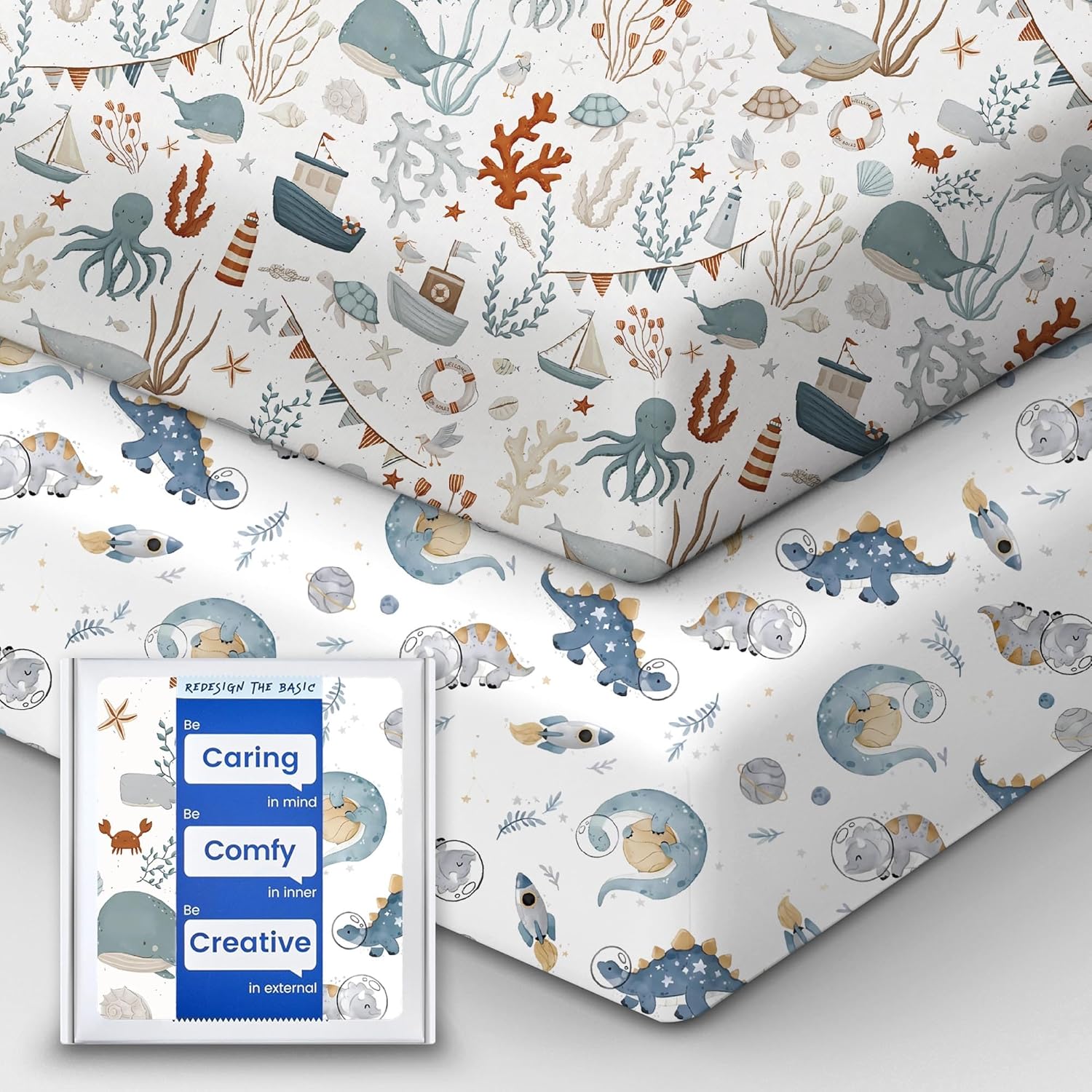 Pack and Play Sheets Fitted, Ultra Soft Mini Crib Sheets Boy, Neutral Pack N Play Mattress Sheets