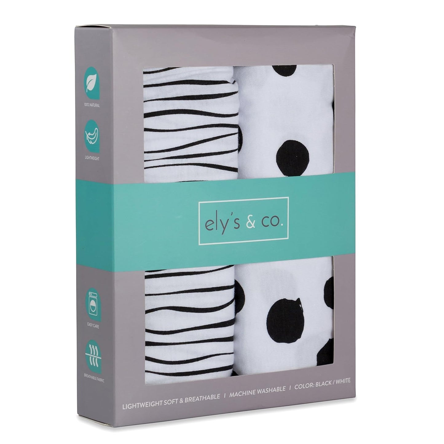 Changing Pad Cover Set | Cradle Sheet 2 Pack 100% Jersey Cotton Black and White Abstract Stripes