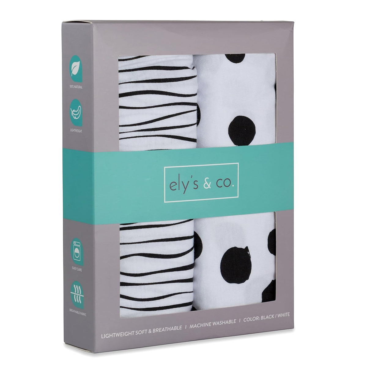 Changing Pad Cover Set | Cradle Sheet 2 Pack 100% Jersey Cotton Black and White Abstract Stripes