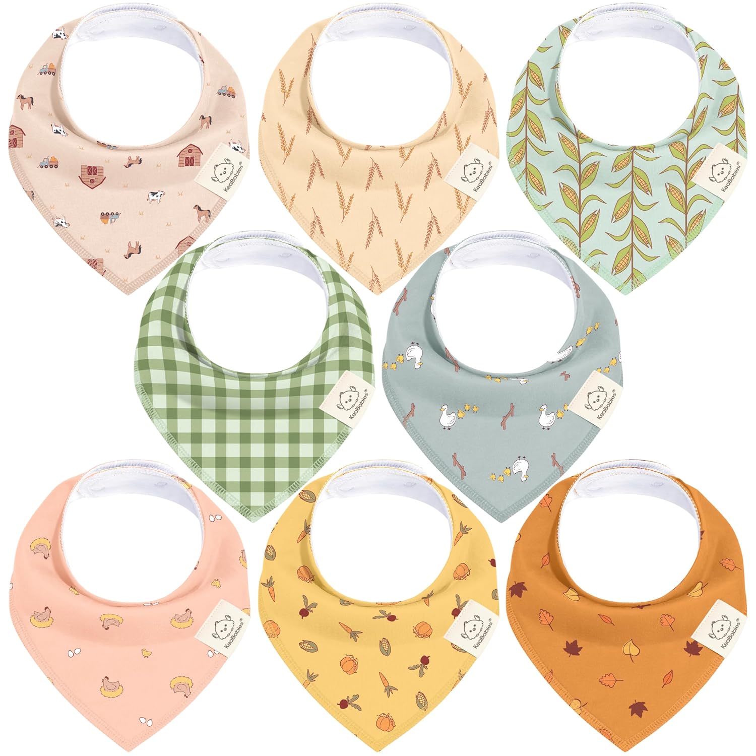 8-Pack Organic Baby Bandana Bibs for Boys, Girls - Super Absorbent Triangle Baby Bibs for Drooling