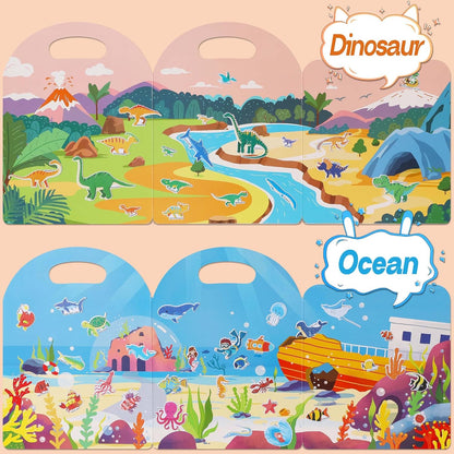 4 Sets Sticker Books for Toddlers 2-4 Years, 122 Pcs Puffy Stickers for Kids, 3D Sticker Books for