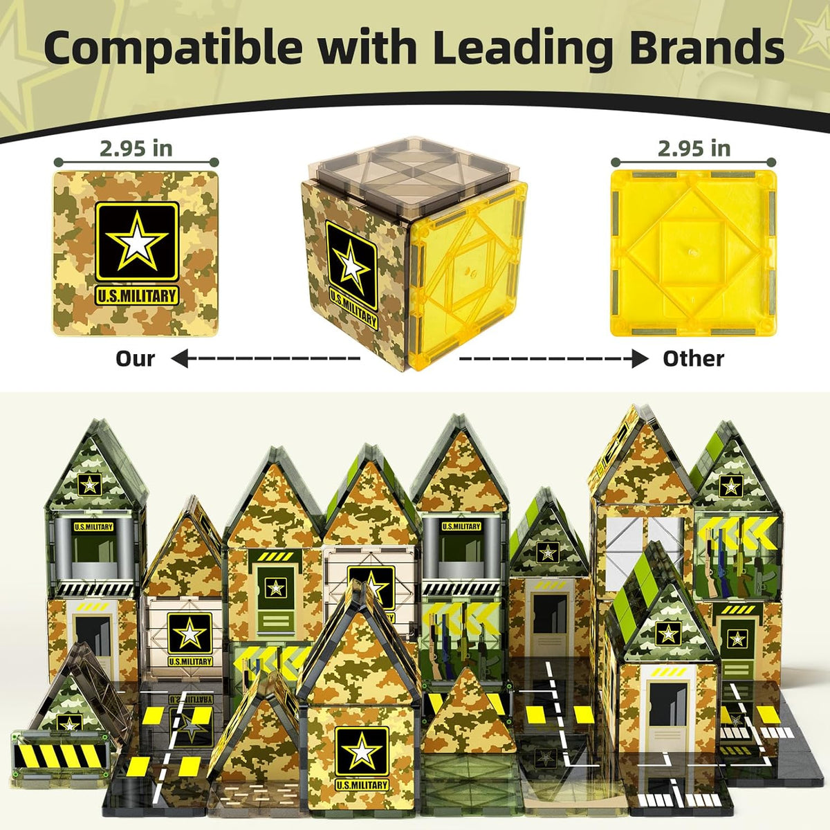 GobiDex Magnetic Tiles Army Toys, STEM Military Magnetic Building Blocks for Toddler Kids Ages 3-5