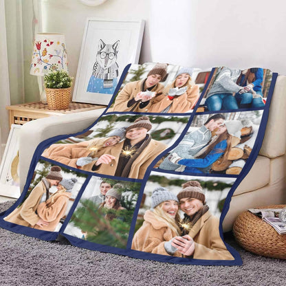 Ships Next Day, Couple Gifts Custom Blanket with Photos, Personalized Flannel Throw Blankets Gifts