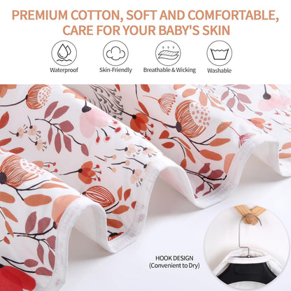 Diaper Changing Pads for Baby, Flower Change Mat, 3Layers Waterproof Change Pad Foldable Absorbent
