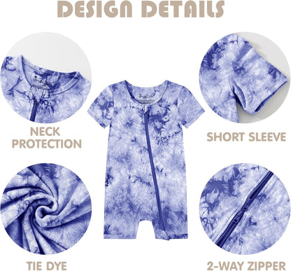Jimonda Baby Girl Boys Rayon From Bamboo Pajamas 3 Pack Short Sleeve Footless Romper 2 Way Zipper