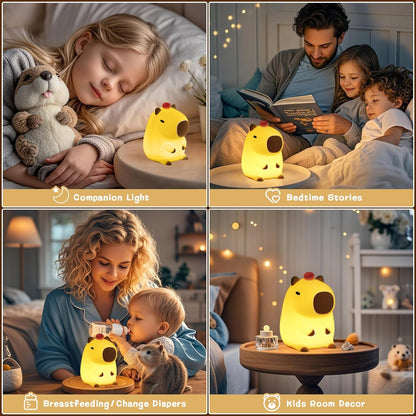 Capybara Night Light,Cute Tangerine LED Squishy Novelty Animal Night Lamp,Dimmable Soft Silicone