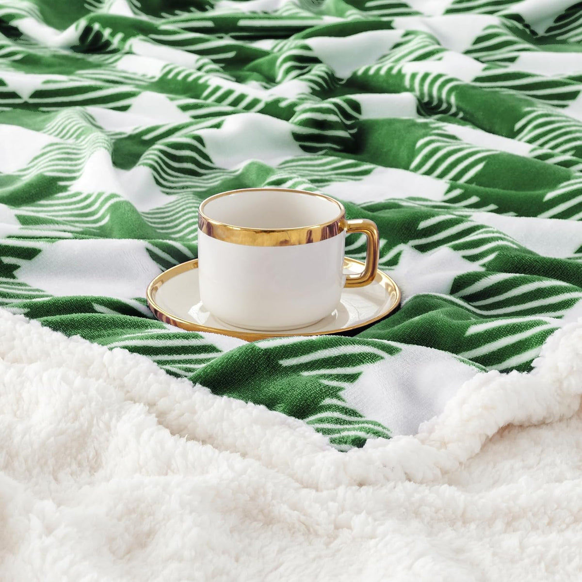Touchat Sherpa Plaid Twin Blanket 60" X 70", Fuzzy Fluffy Soft Cozy Throw Blanket, Twin Size Plush