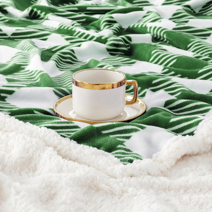 Touchat Sherpa Plaid Twin Blanket 60" X 70", Fuzzy Fluffy Soft Cozy Throw Blanket, Twin Size Plush