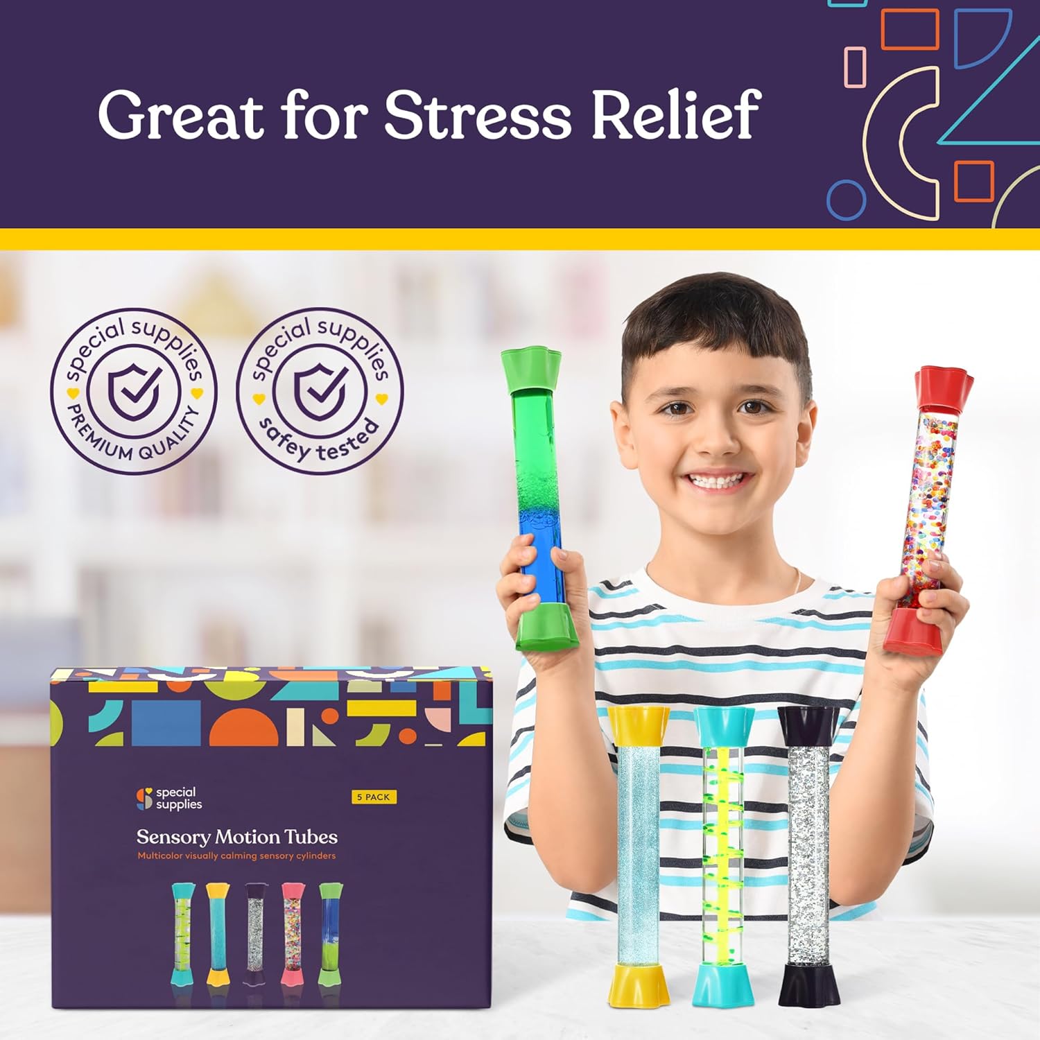 Special Supplies Liquid Motion Bubbler Toy Cool Tubes 5-Pack Colorful Hourglass Timer with Droplet