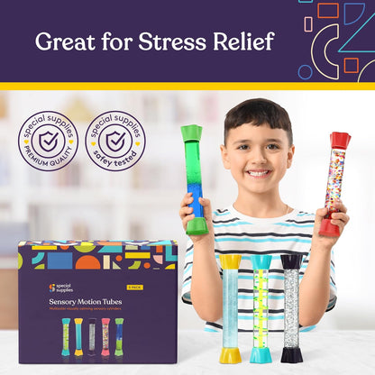 Special Supplies Liquid Motion Bubbler Toy Cool Tubes 5-Pack Colorful Hourglass Timer with Droplet