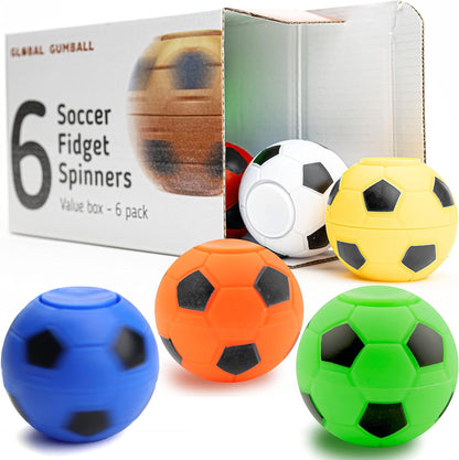 Entervending Fidget Spinners - 2 Inch Stress Balls in The Gift Box - 6 Pcs Soccer Party Favors for