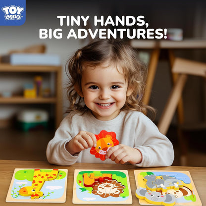 TOY Life Wooden Puzzles for Toddlers 1-3, Animals Toddler Puzzles 1-3, Puzzles for Toddlers 2-4