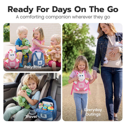 JOIEDOMI Toddler Backpack for Boys 2-4, 11" H Kids Backpack with Detachable Dinosaur Toy for 2 Year