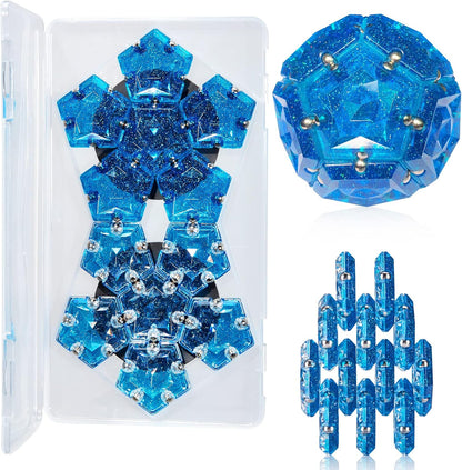 Magnetic Fidget Sphere Magnets Balls - Crystal Diamond Blue Holographic Glitter - Magnet Fidgets