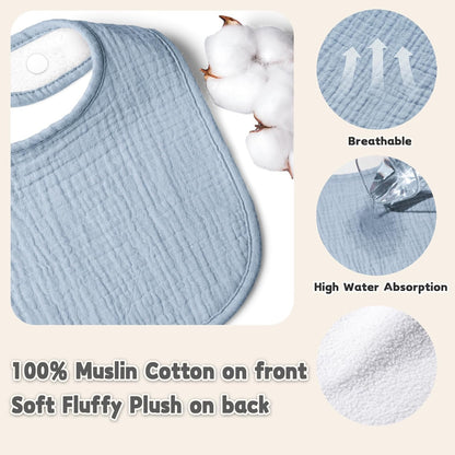 Susurration Muslin Baby Drool Bibs 10Pack Soft Square Adjustable Bandana Bibs for Unisex Baby Girls