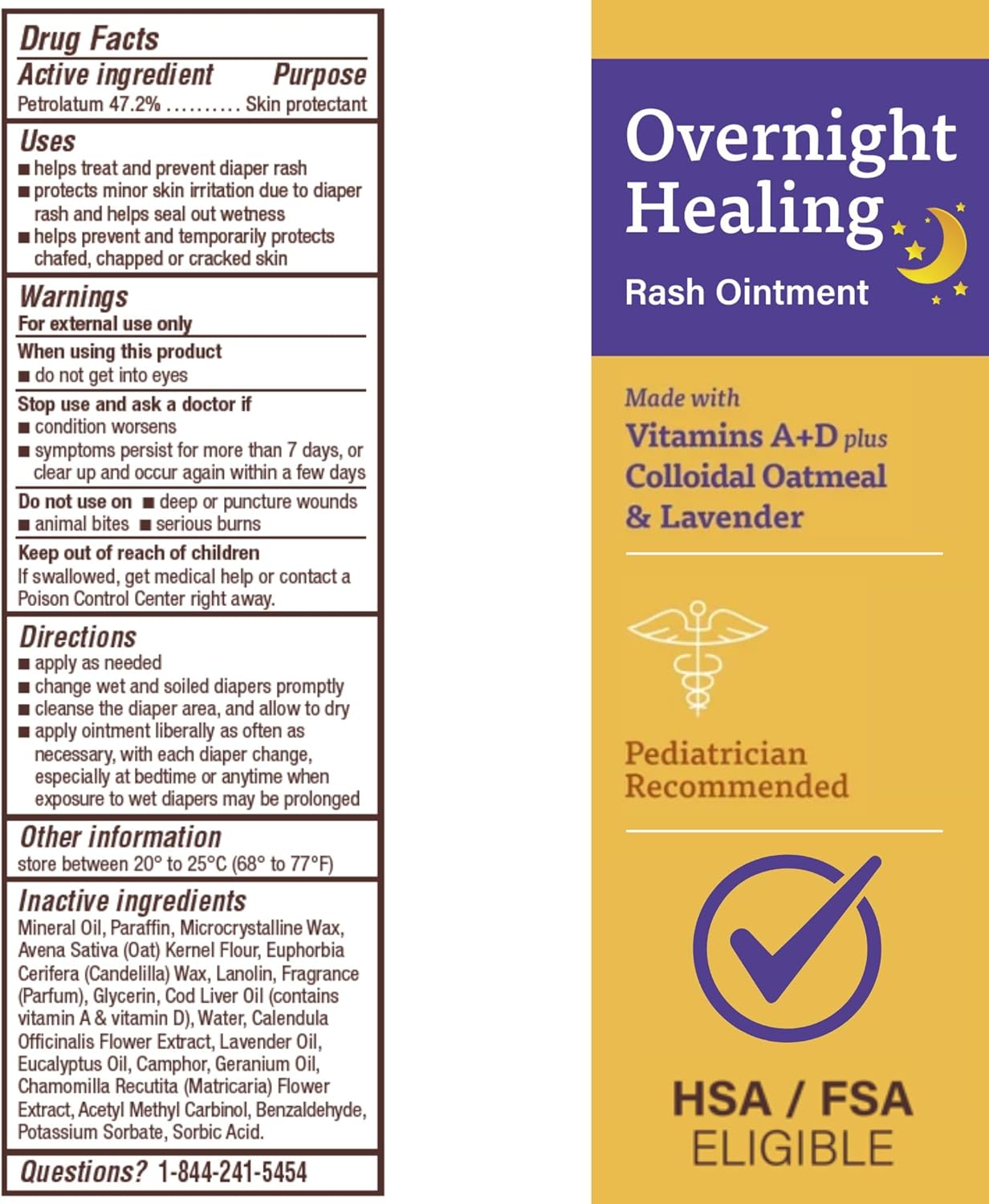 A+D Overnight Healing Diaper Rash Ointment - Soothes, Protects & Relieves Diaper Rash Overnight