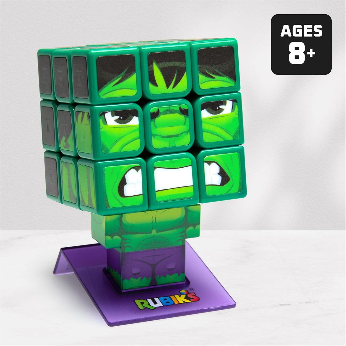 Rubik's Cube Hulk Cuber, Problem-Solving Challenging Brain Teaser Collectible Hulk Fidget Toy, for
