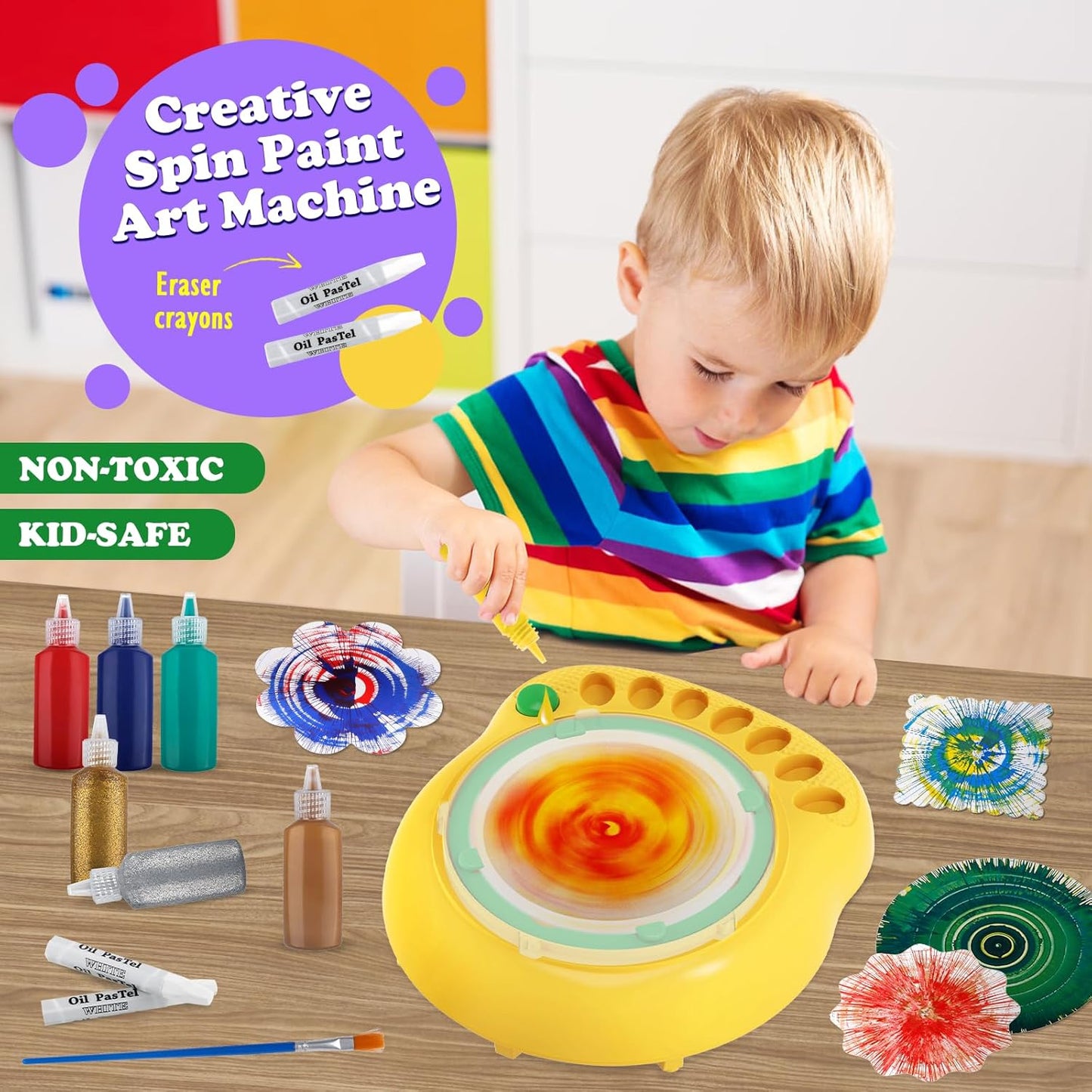 Arts and Crafts for Kids Ages 4-8,Paint Spin Art Machine Kit,Art Craft Set for 6-9 Year Old,Cool