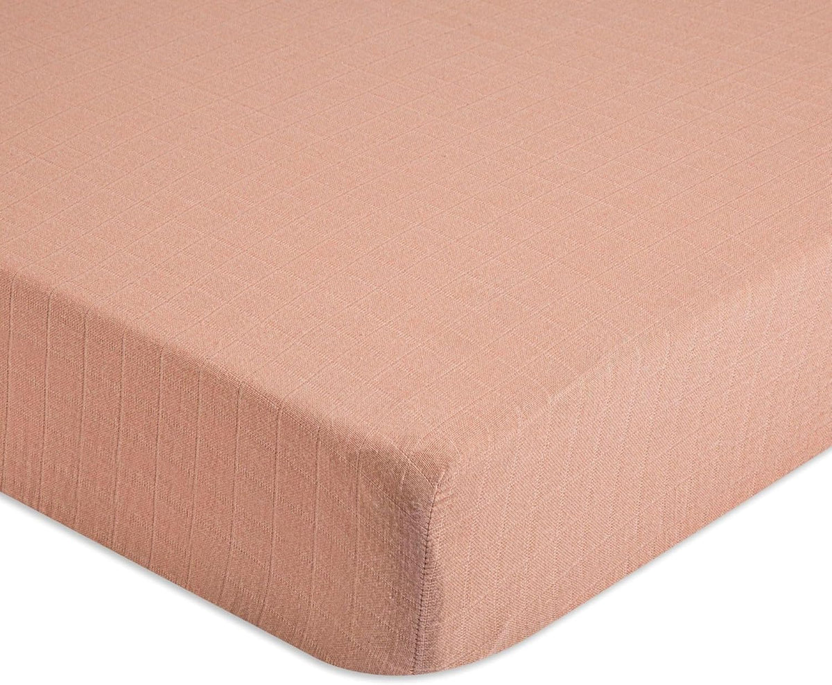 Crane Baby Fitted Sheet, Soft Cotton Fitted Sheet for Cribs and Nurseries, Beige Copper, 28”w x