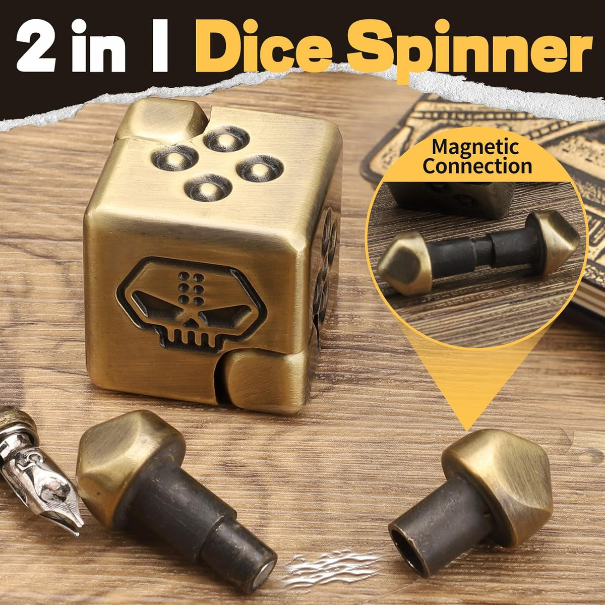 Metal Infinity Cube Fidget Spinner for Kids Adults, 2-in-1 Magnet Dice Fidget Hand Toys Focus