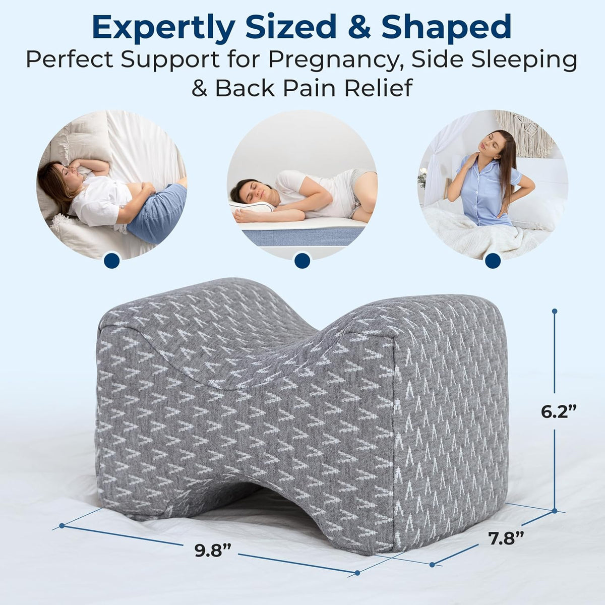 5 STARS UNITED Knee Pillow for Side Sleepers - Hip Pain Relief, Memory Foam Leg Cushion for Side