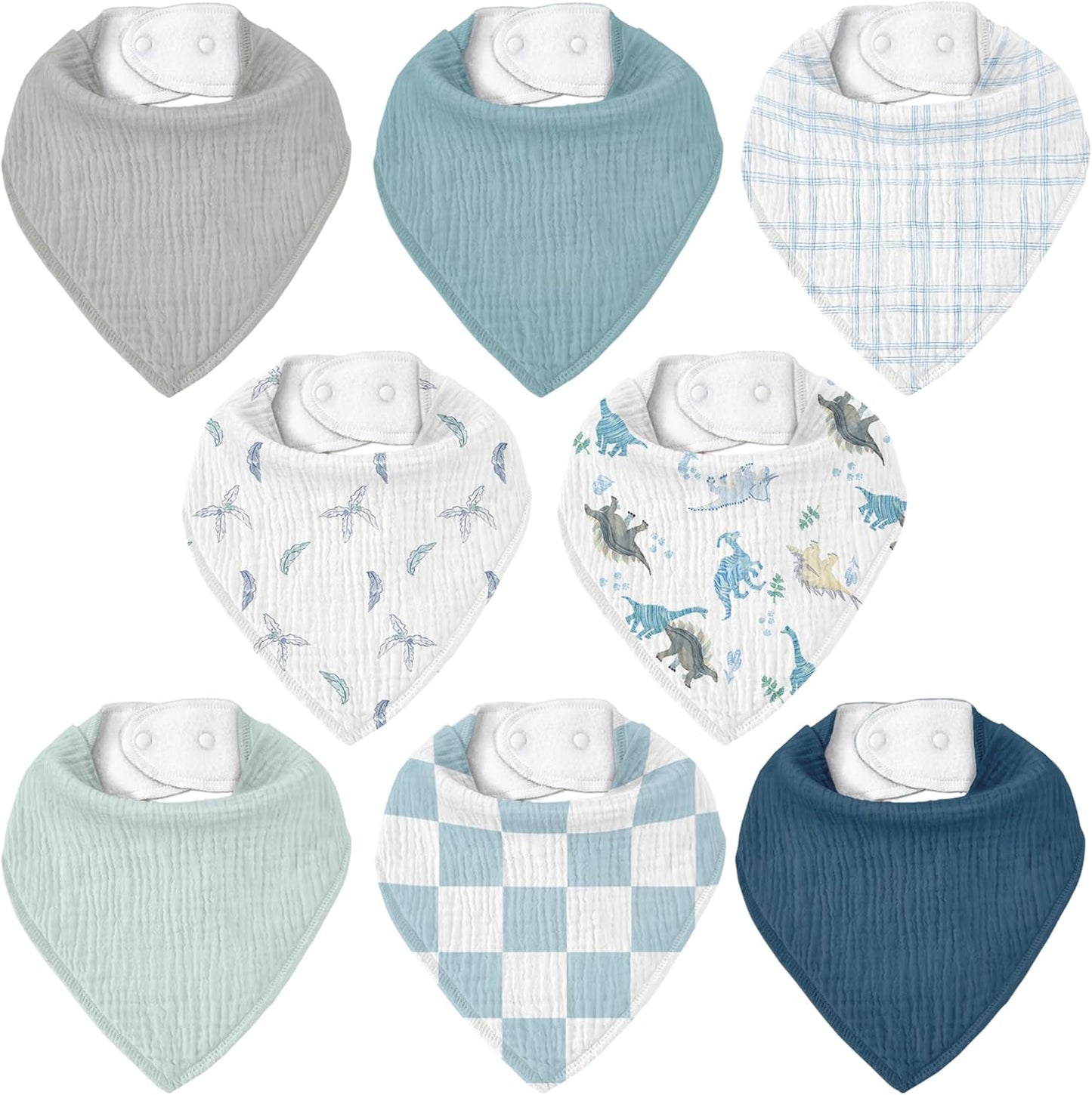 Muslin Baby Bibs 8 Pack, Baby Bandana Drool Bib for Drooling and Teething, Cotton Soft Absorbent