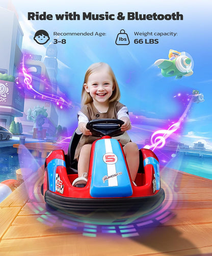 ELEMARA Bumper Cars for Kids with Big Wheels, 2.2 Mph, 12v Electric Ride On Toys with Remote
