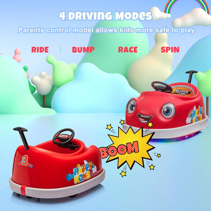 12V Dual Battery Electric Ride on Kids Bumper Car w/Remote Control,360 Degree Spin,Push Rod Rocker