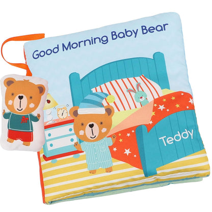 Teddy Bear Baby Toy Cloth Crinkle Books for Babies Infant Toddler, Soft Toys 0-6-12 Months Activity
