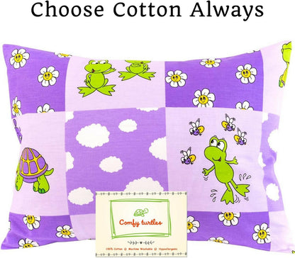 Toddler Pillowcase 13x18 by Comfy Turtles, 100 Natural Cotton, or Get a Smile from a Kid with Cute
