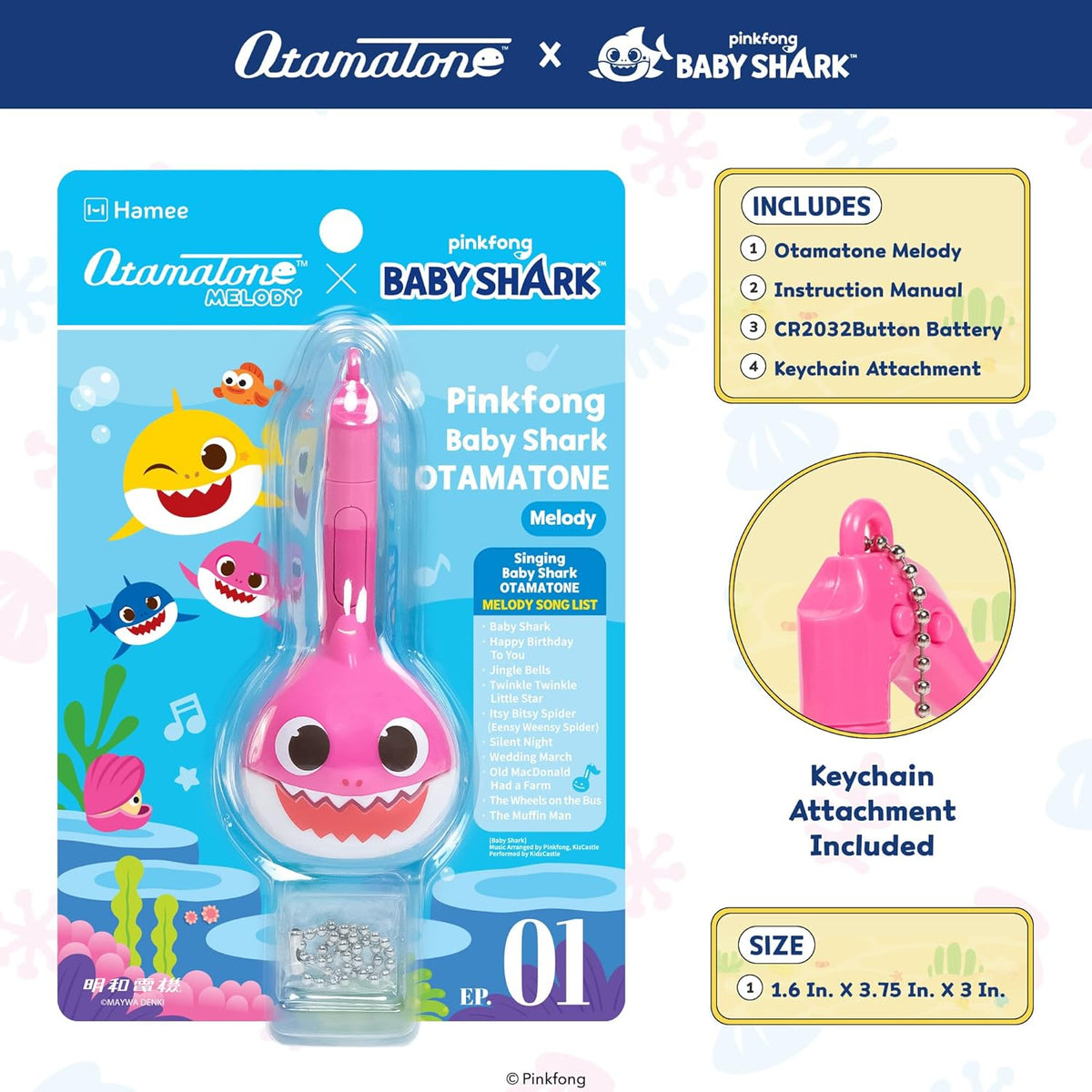 Otamatone Melody [Special Baby Shark Edition] Portable Mini Size Electronic Keychain Musical Toy