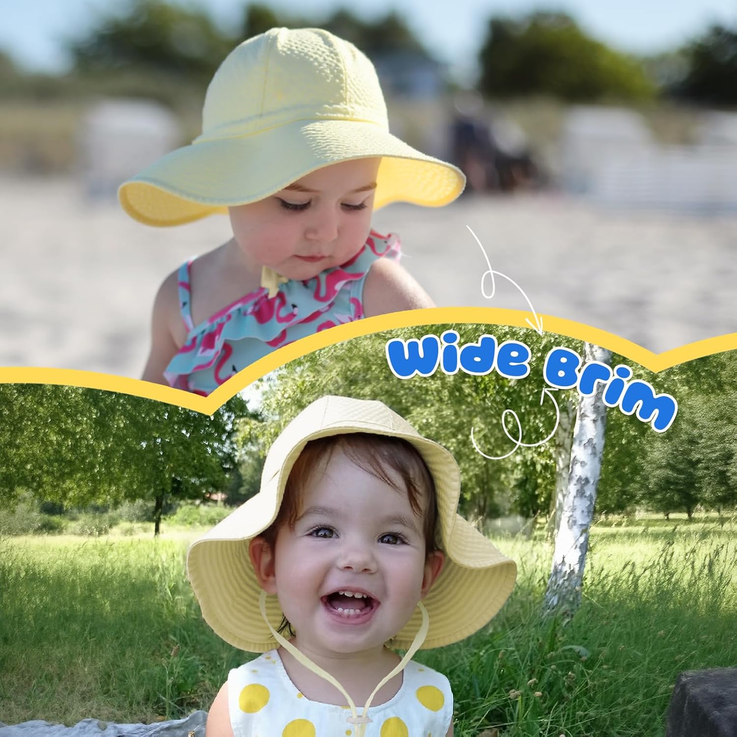 HONGTEYA Baby Sun Hat Toddler Girl Beach Hat Adjustable Outdoor Summer Hat UPF 50+ Sun Protection