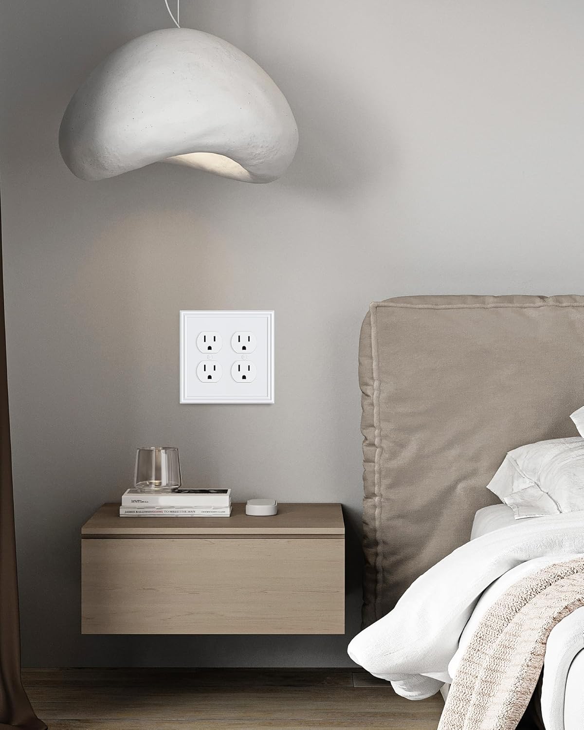 2-Pack Double Duplex Outlet Cover, Pure White Decorative Switch Plates and Outlet Covers for