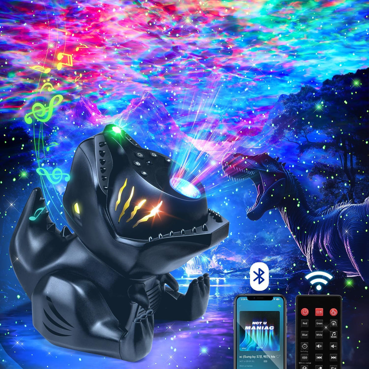 Dinosaur Baby Sound Machine Night Light Projector, 22 White Noise Machine Baby 5.3 Bluetooth
