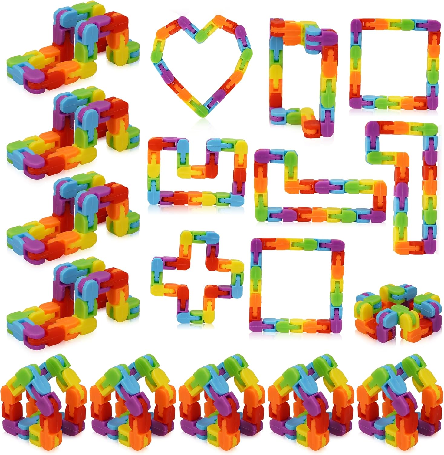 Ganowo 30 Pack Fidget Toy Wacky Tracks Snap and Click Fidgets Sensory Toys Party Favors ,Classroom