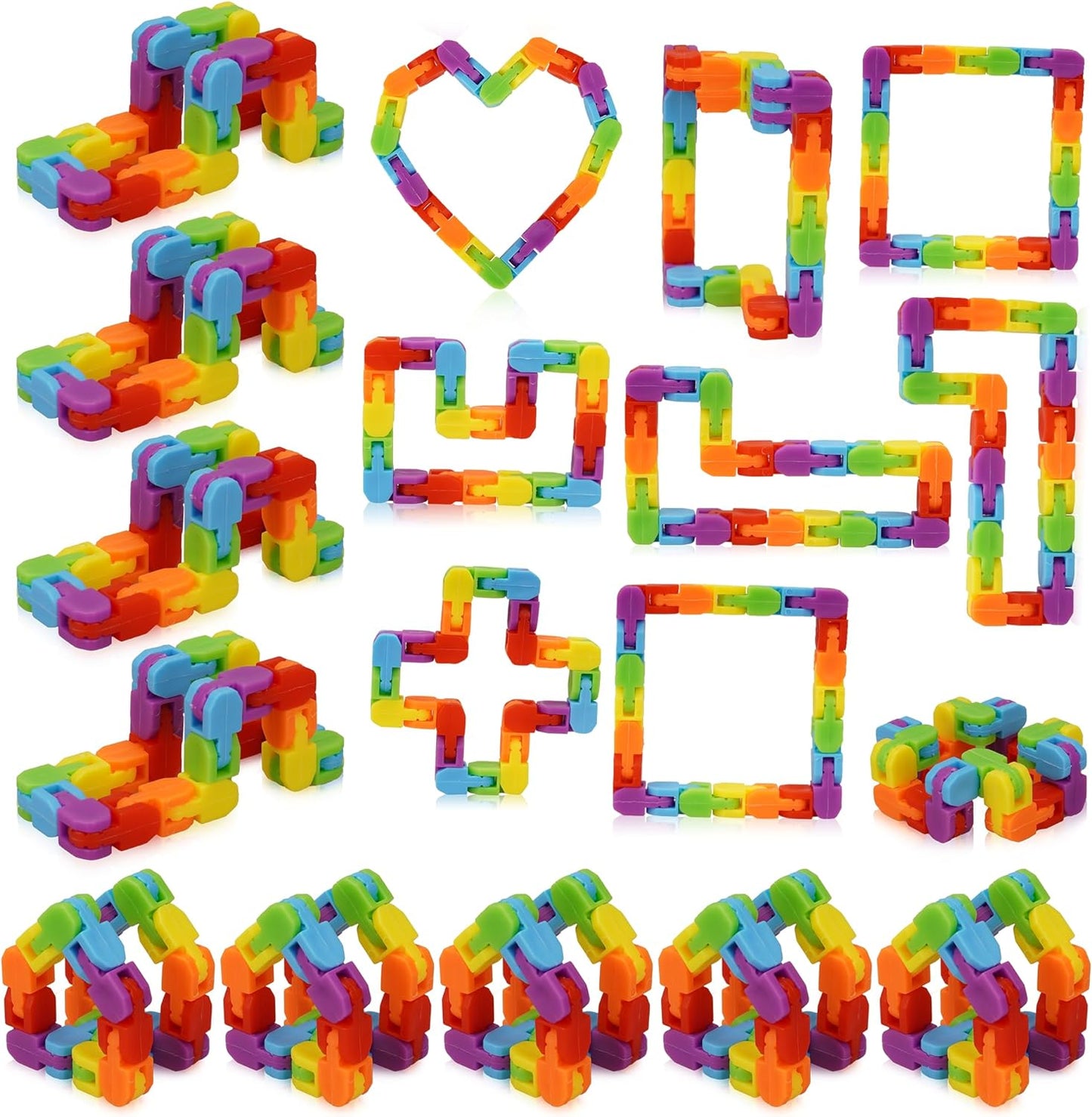 Ganowo 12 Pack Wacky Tracks - Rainbow Color Snap Click Fidget Toys for Kids Adults ADHD Finger