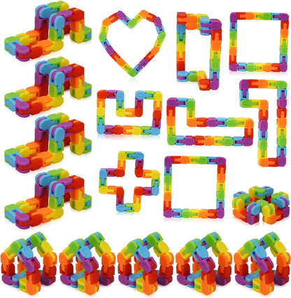 Ganowo 12 Pack Wacky Tracks - Rainbow Color Snap Click Fidget Toys for Kids Adults ADHD Finger