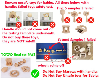 TOWO Wooden Baby Rattles Maracas, Musical Shaker Toy for Infants