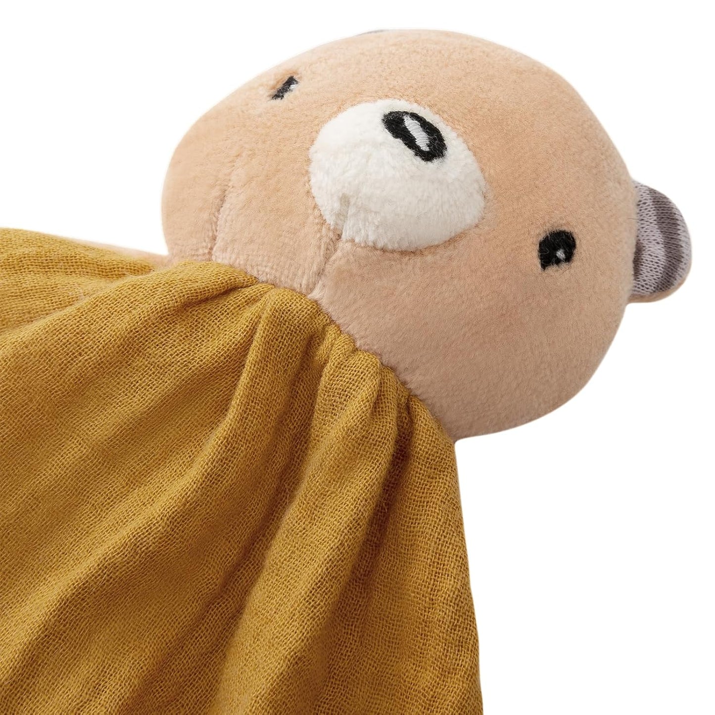 Organic Cotton Stuffed Animal Rattle Baby Toys, Plush Bear Cuddle Cloth and Hand Grip Ring Rattles