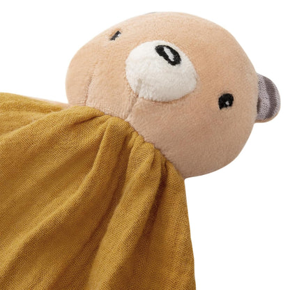 Organic Cotton Stuffed Animal Rattle Baby Toys, Plush Bear Cuddle Cloth and Hand Grip Ring Rattles