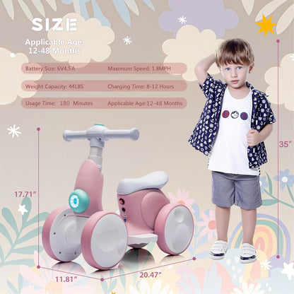 6V Electric Baby Balance Bike for 1 Year Old Boys Girls Ride on Toys 12-48 Months Toddler Balance