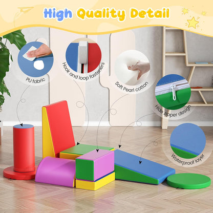Lischwert Foam Climbing Blocks, Soft Climbing Toys for Toddlers, 9 Pieces Crawl and Climb Foam