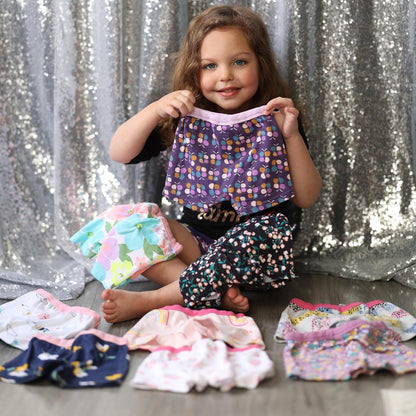 BIG ELEPHANT 10 Pack Toddler Girls' Underwear Boxer Briefs，100% Cotton Super Soft Breathable