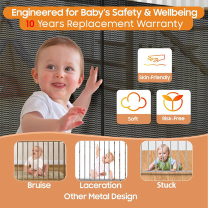160" Retractable Baby Gates, 42" Extra Tall Upgraded Baby Gate with Reinforced Strip Design