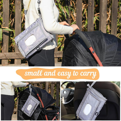 Portable Baby Diaper Changing Pad with Wipe Dispenser and Waste Bag Dispenser Detachable Diaper