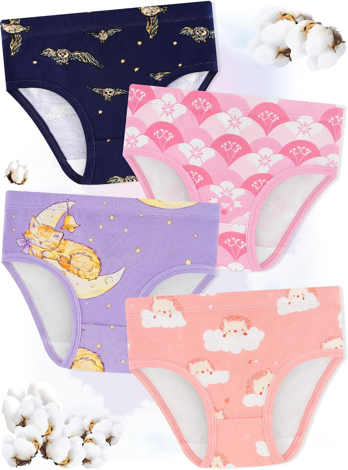 Girls' Underwear,Soft Cotton Tagless Panties for Toddlers' & Little Kids' Comfort,Breathable
