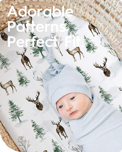 Bassinet Sheets for Baby Boy Girl, TotBasic Buttery Soft Universal Bassinet Fitted Sheet