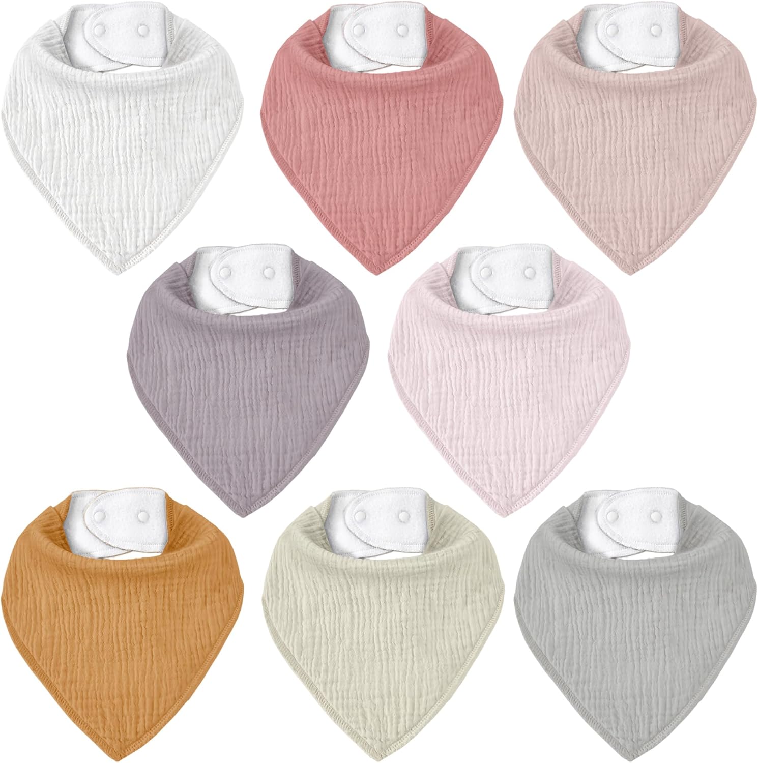 Muslin Baby Bibs 8 Pack, Baby Bandana Drool Bib for Drooling and Teething, Cotton Soft Absorbent