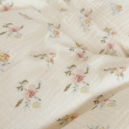 BuLuTu Double Layers Muslin Cotton Pillowcase King Size Vintage Floral Print Pillow Case Teens